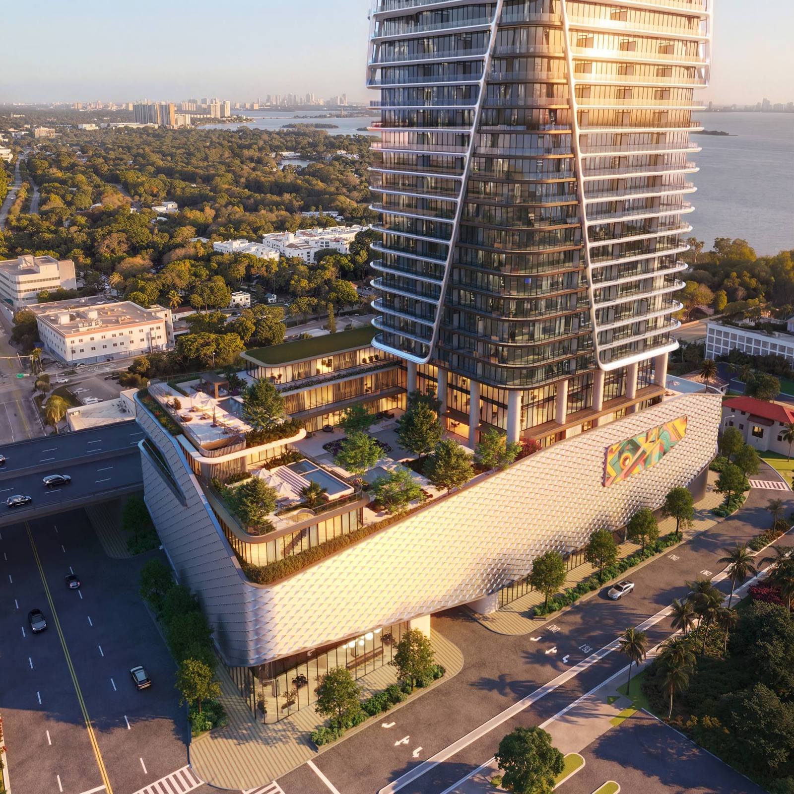 Resort amenity deck rendering at Anantara Miami