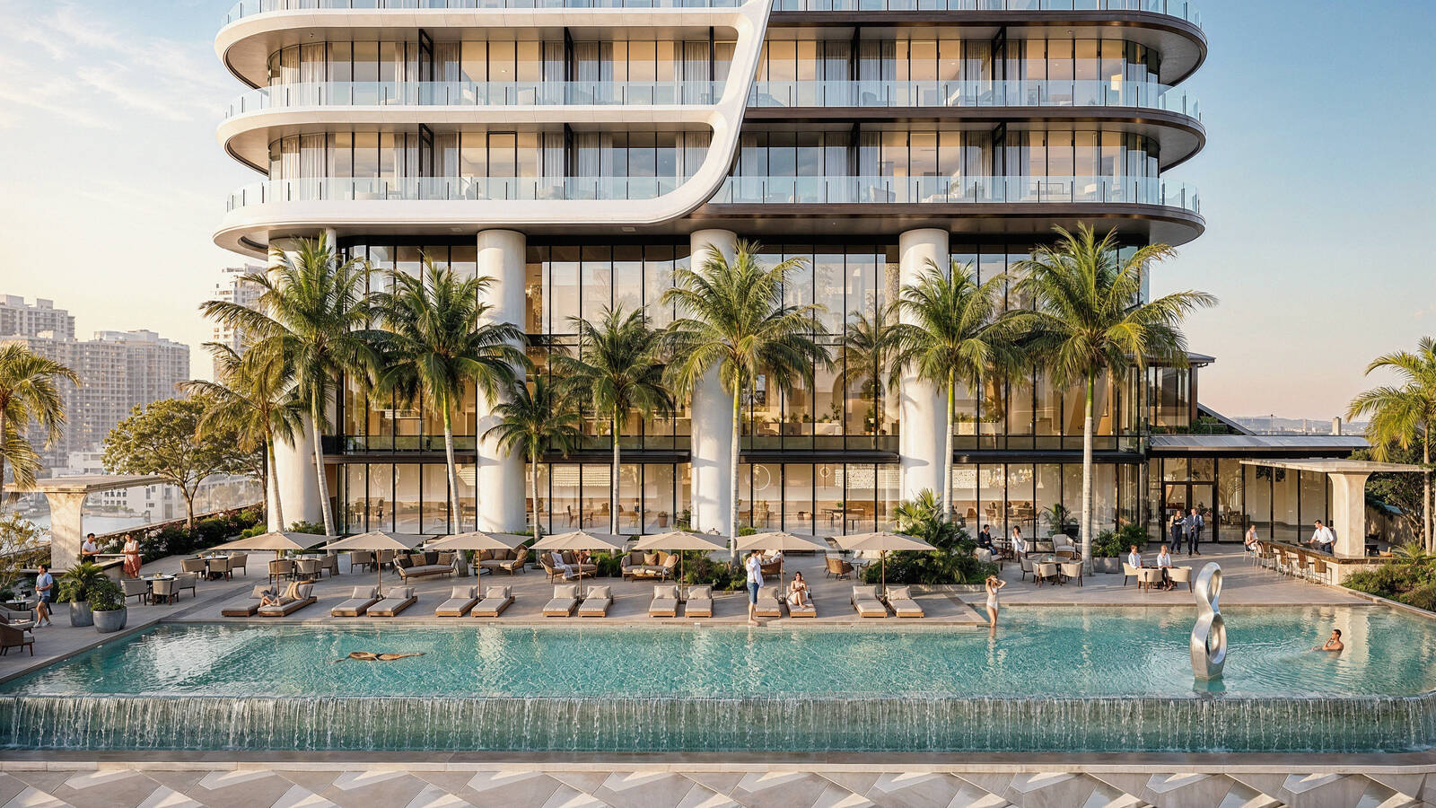 Level 5 swimming pool rendering at Anantara Miami